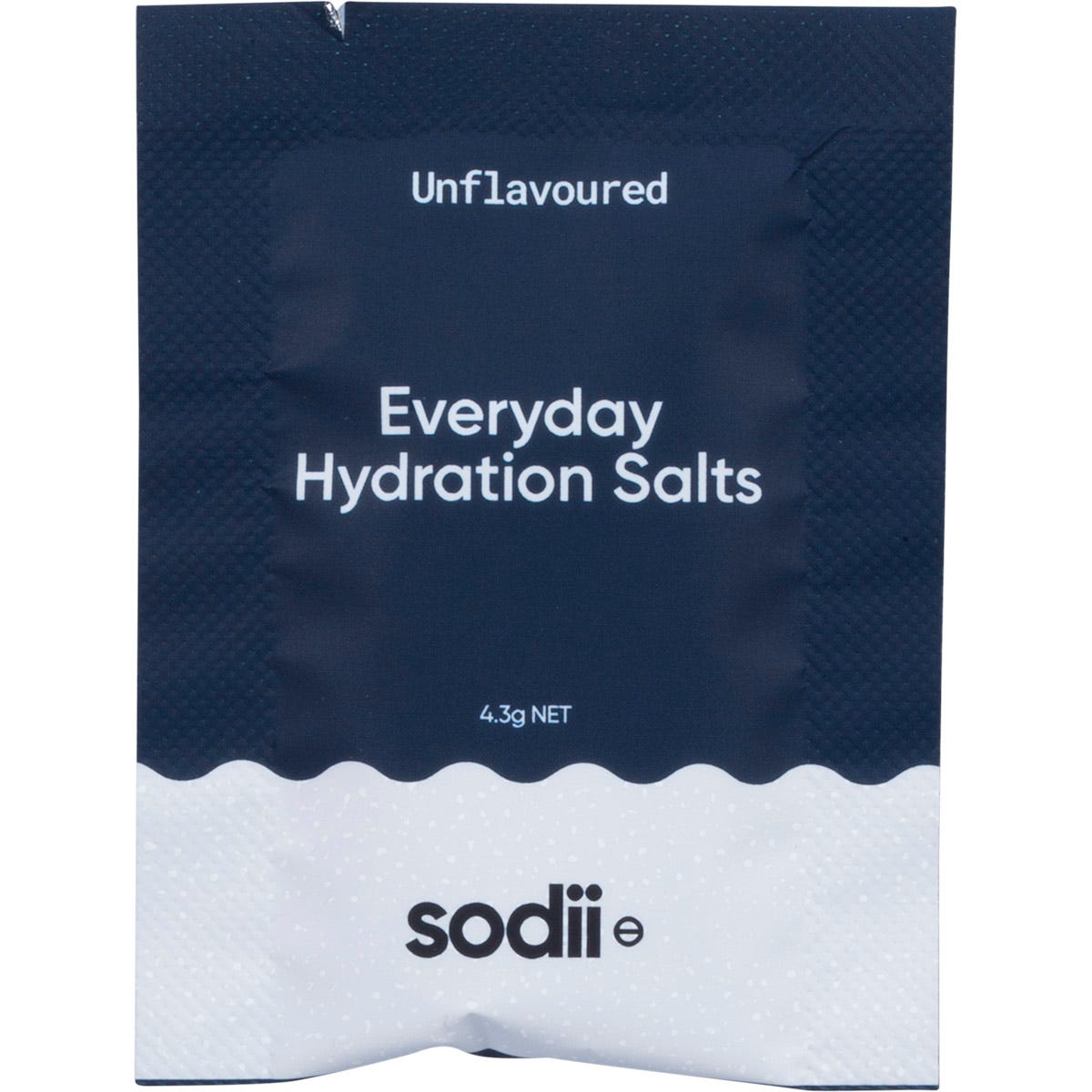 Single sachet of Sodii Everyday Hydration Salts Unflavoured on a white background.