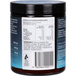 Back view of a 129g tub of Sodii Unflavoured Hydration Salts showing nutritional information and a blue and white label.