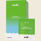 Sodii Salty Kiwi 30-pack box and individual sachet of Everyday Hydration Salts on a clean white background.