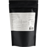 Back of Social Alchemy Adaptogenic Hot Chocolate pouch showing ingredients and nutritional information.