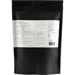 Back of Social Alchemy Adaptogenic Hot Chocolate 450g tub showing ingredients and nutritional information.