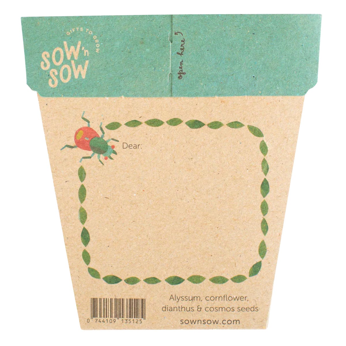 Back of a Sow n Sow Garden Wonderland seed packet with botanical illustrations and planting instructions.