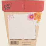 Back of Sow 'n Sow Christmas Blooms seed pack featuring planting instructions and space for a personal message.