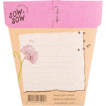 Back of a Sow n Sow Sweet Pea seed packet featuring sowing instructions and a space for a personalized message.