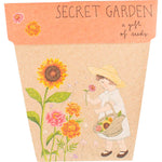 Vintage inspired Secret Garden Gift of Seeds greeting card with floral illustrations by Daniella Germain.