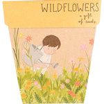 Sow n Sow Gift of Seeds Wildflowers packaging with an illustration of a young boy gardening.