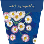 With Sympathy Gift of Seeds packet featuring botanical illustrations of Australian native Everlasting daisies.
