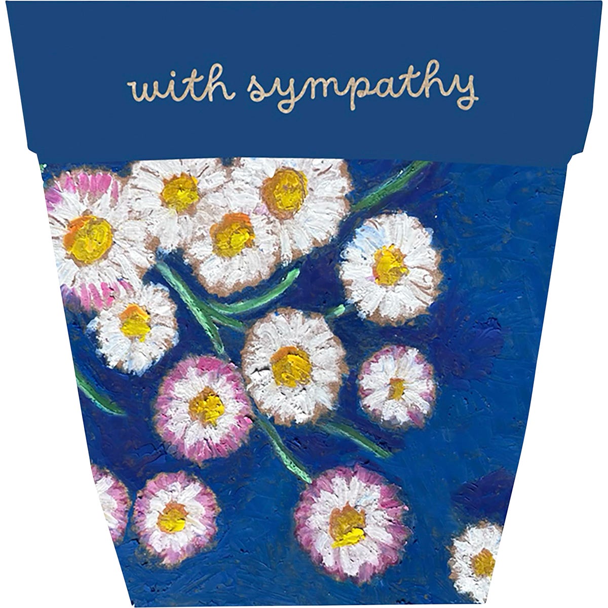 With Sympathy Gift of Seeds packet featuring botanical illustrations of Australian native Everlasting daisies.