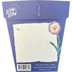 Back of a With Sympathy seed packet with planting instructions and space for a personal message and address.