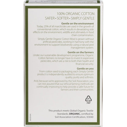 Simply Gentle Organic Paper Stem Buds 100% Organic Cotton Tips 200 Pack