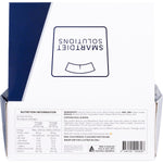Back of a Smart Protein Bar display box showing nutrition facts, ingredients, and blueberry muffin flavor details.