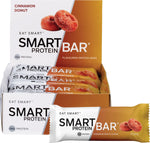 Smart Protein Bar Cinnamon Donut 60g 12-pack box with an individual bar and product labels.