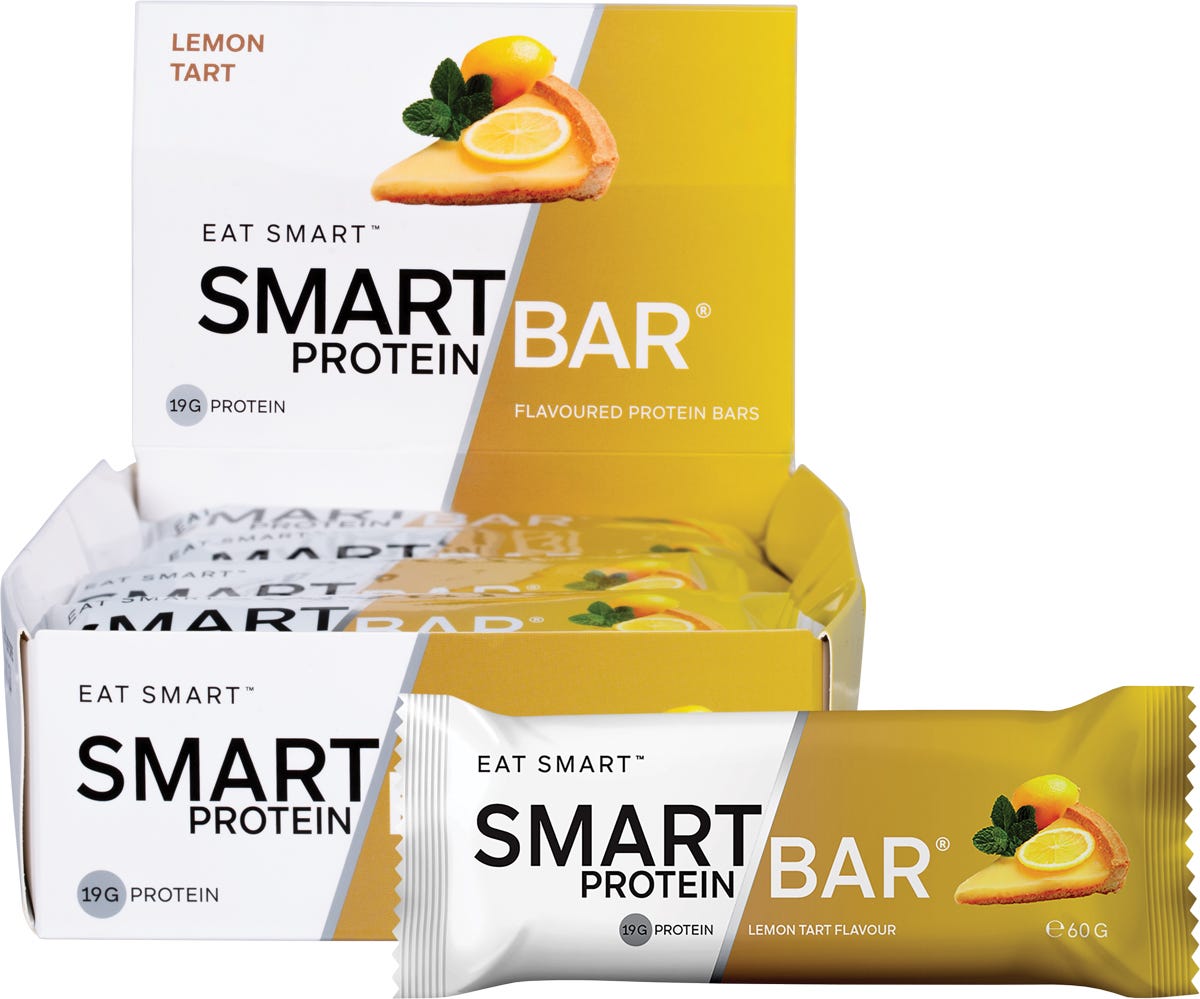 Single 60g Smart Protein Bar and a 12-pack box in Lemon Tart flavour.