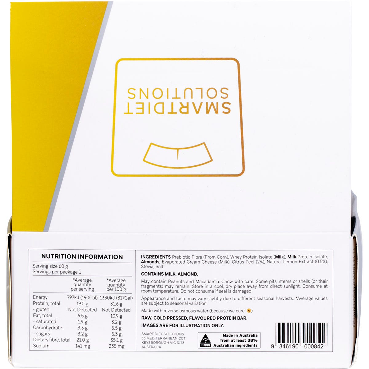 Smart Protein Bar Lemon Tart Flavour Protein Bar 60g (Pack of 12)