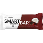 Smart Protein Bar in Dark Choc Cherry Coconut flavor, shown in its purple and white wrapper on a white background.