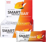 Mango Cream Smart Protein Bar 60g pack of 12 with mango and cream illustrations on a white background.