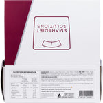 Back of a Raspberry White Chocolate Smart Protein Bar box with nutrition facts, ingredients, and product benefits.