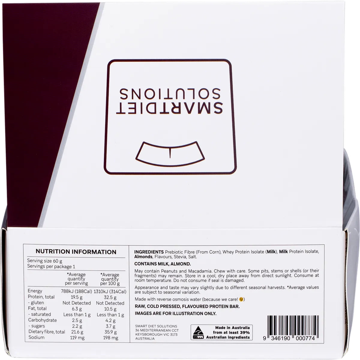 Smart Protein Bar Vanilla Nougat Flavour Protein Bar 60g (Pack of 12)