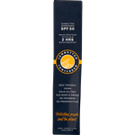 White and yellow 120g cardboard box for SunButter SPF50 Original sunscreen with blue and orange logo.