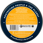 Back of SunButter SPF50 Original tin showing ingredients, Australian made logo, and eco-friendly product details.