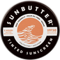 SunButter SPF50 Tinted Sunscreen in a 100g plastic-free tin with a sunset and ocean design.