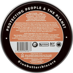 Back of SunButter SPF50 Tinted Sunscreen tin showing ingredients, directions, and barcode on a white background.