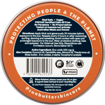 Back of a SunButter SPF50 Surf Zinc tin with ingredients, barcode, and Australian-made logo on a white background.