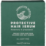 70ml tin of SunButter Protective Hair Serum with a white and blue label featuring rosemary and waves.