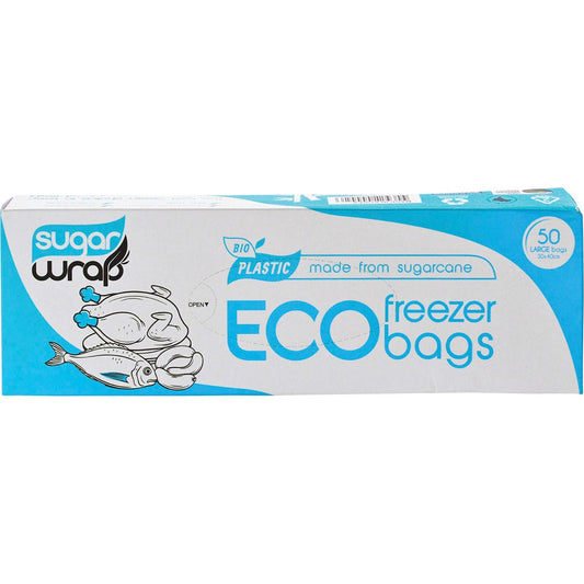 SugarWrap Eco Freezer Bags Made from Sugarcane Large 50 Pack