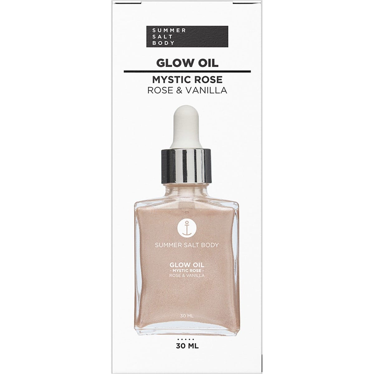 Pink floral box for Summer Salt Body Mystic Rose and Vanilla Glow Oil 30ml.