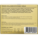 Back of a Summer Salt Body Vegan Collagen Eye Mask 5-pack pouch with product details and directions for use.