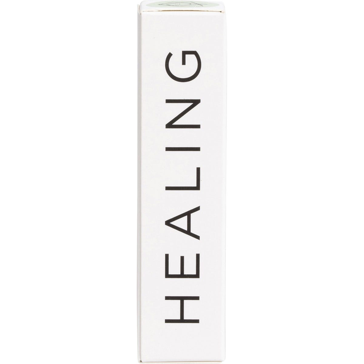 Left side of a white Summer Salt Body 24K Gold Healing box showing directions for use and a list of essential oil ingredients.