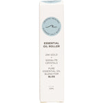 Box for Summer Salt Body 10ml Bliss Essential Oil Roller with 24K gold and Sodalite crystals on a white background.