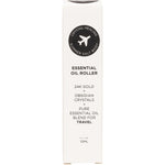 Retail box of Summer Salt Body Travel Essential Oil Roller featuring obsidian crystals and 24K gold flakes.