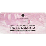 Luxe white gift box for the Summer Salt Body Rose Quartz spiky facial roller with a satin-lined interior.