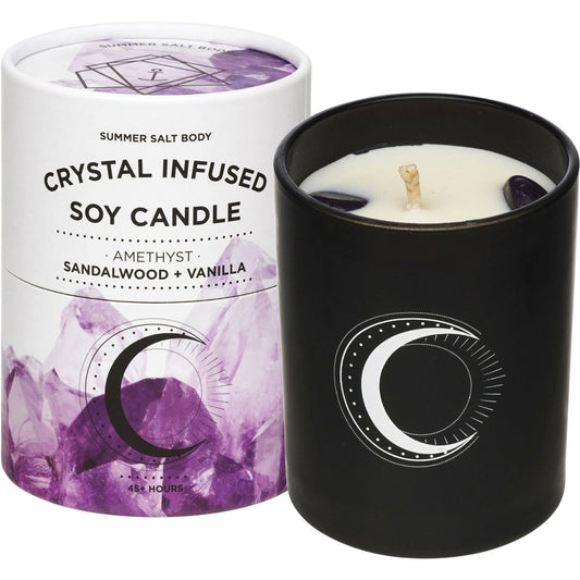 Summer Salt Body Crystal Infused Soy Candle Amethyst Sandalwood & Vanilla