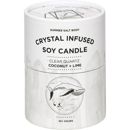 Summer Salt Body Crystal Infused Soy Candle Clear Quartz Coconut & Lime