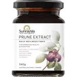 Sunraysia Prune Extract 340g jar with blue and white label on a white background.