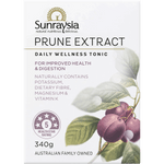 Front of the Sunraysia Prune Extract 340g product box with blue and white branding on a white background.