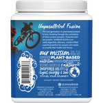 Back of Sunwarrior Warrior Blend Vanilla 375g tub with nutrition facts, ingredients, and amino acid profile.