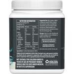 Right side of a Sunwarrior Active Creatine 300g tub showing benefits and dietary icons on a white background.