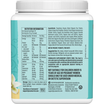 Right side of Sunwarrior Tahitian Vanilla Collagen 500g tub showing supplemental facts and directions.