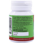 Nirvana Organics Stevia 250 Tablets bottle angled to the left, showing natural sweetener labels on a white background.
