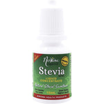 Nirvana Organics Stevia Liquid 15ml bottle with dropper, featuring a white and green label on a white background.