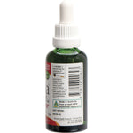 Nirvana Organics Liquid Stevia Caramel 50ml bottle with a dropper lid and brown label, shown from a side angle.