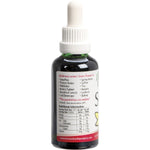 Side view of a 50ml Nirvana Organics Liquid Stevia Vanilla bottle with a dropper lid and yellow flower illustrations.