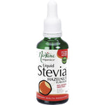 Nirvana Organics Liquid Stevia Hazelnut 50ml bottle with a dropper lid and hazelnut illustrations on the label.