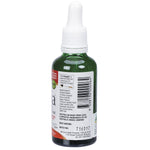 Side view of Nirvana Organics 50ml apple liquid stevia bottle showing nutrition facts and usage directions.