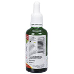 Side view of Nirvana Organics Liquid Stevia Citrus 50ml bottle showing nutrition facts and ingredients.