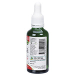 Right side view of Nirvana Organics 50ml Liquid Stevia Mint bottle showing nutritional facts and ingredients.